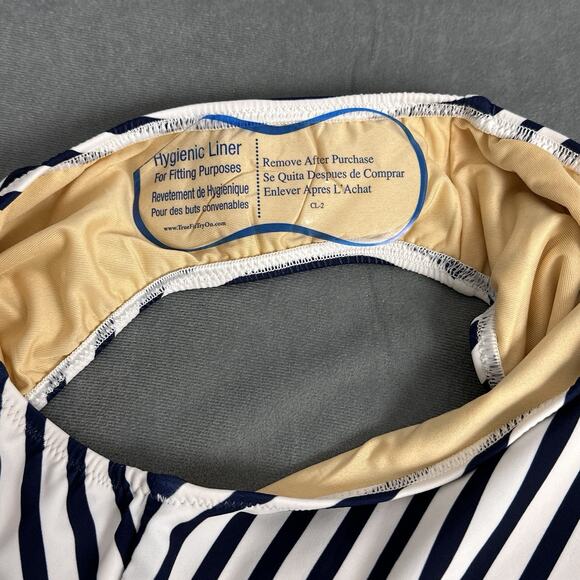 New Cabana Life x Talbots Swimsuit Women's Size L Navy White Stripes UV - Picture 5 of 6